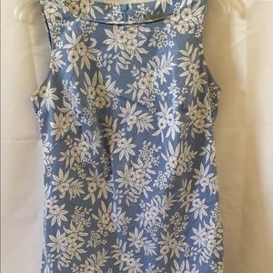Vintage  Cotton Sheath Dress Size 10 Blue Floral